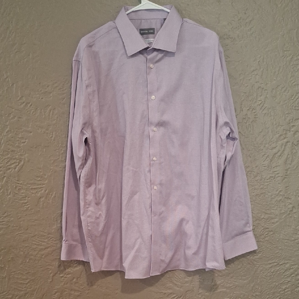 Michael Kors Purple Dress Shirt with Long Sleeves and Point Collar